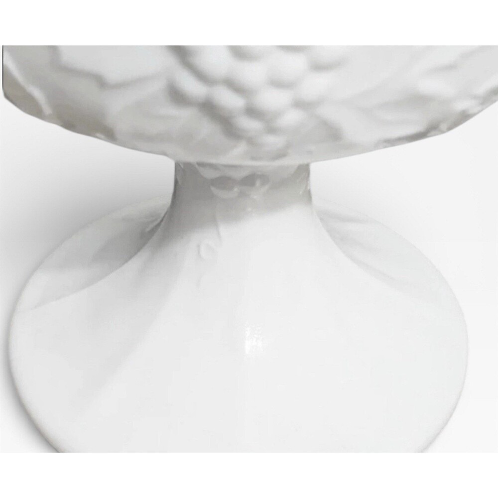 Vintage Indiana Colony Harvest Grape 6.5" Milk Glass White Pedestal Bowl - Picture 4 of 5